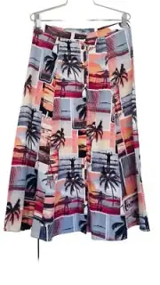 NEW NWT Dotti Size 12 Surf Beach Life Button through Viscose Linen A-Line Skirt