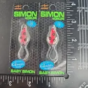 (2) Hawken Baby Simon Wobbler Spoon, 1" x 1/2", 2 Hook w/ Gamakatsu Hooks