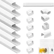 Memrita 3" W 25 Ft L PVC Decorative Line Set Cover Kit for Ductless Mini Split Air Conditioners,25 FT Line Set Tubing Cover for Central AC,Heat Pumps Systems