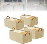 Cationic multifunctional folding wardrobe, Pickelect Storage Boxes, Ultra Space Clothes Drawer Organizer Closet with Handle For Clothes Toys (beige,4pcs)