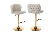 Faux Leather Swivel Bar Stools With Golden Base Beige Furniture Benches Bar Stools