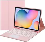 Touch Keyboard Case for Samsung Galaxy Tab S6 Lite 10.4 Inch 2022/2020 Model (SM-P610/P613/P615/P619), with Pencil Holder - Magnetically Detachable Touch Bluetooth Keyboard (Pink)