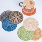 4pcs/Set Washable Table Mats Coasters Round Dish Plate Pot Mat Dining Table
