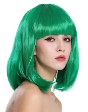Women's Wig Carnival Long Bob Shoulder Length Smooth Fringe Green 0073-3