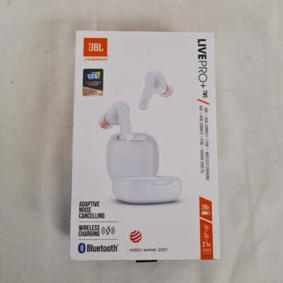 NEW JBL Live Pro+ TWS Noise Cancelling In Ear Earbuds - White (RRP $150)