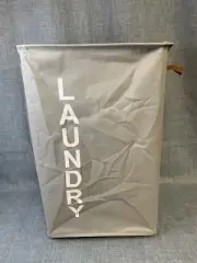 Large Laundry Basket Hamper with Wheels Compact Folds for Storage- Gray, New