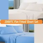 NEW 2000TC 4 Pieces Soft Flat Fitted Sheet Set Single/Double/Queen/King/KS Size