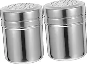 KICHOUSE 2pcs Stainless Steel Powder Jar Sugar/Salt/Spice Dispenser Metal Shaker Bottle for Kitchen Portable Condiment Jar