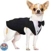 PUMYPOREITY Small Dog Bowtie Tuxedo Suit, Wedding Outfit, Cat Tuxedo and Band