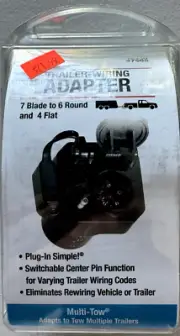 Trailer Wiring Adapter Connector Hopkins 47565 7-Blade to 6-Round, 4-Flat