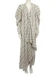 White Striped Print Duster Coat