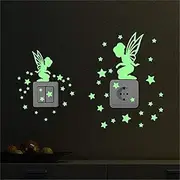 Glow in Dark Stickers - Fairies Decals for Wall - Fluorescent Sticker Removable for Girl's Bedroom Nursery Living Room Classroom Wall Decor