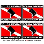 DISTRICT of COLUMBIA SCUBA DIVING Flag-Washington DC Map USA R Stickers 50mm x4