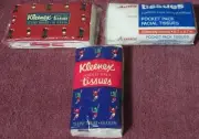 Lot 3 Vintage "KLEENEX" Pocket Pack Tissues Tennis Golf & AMES Department Store