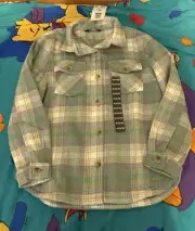 BNWT YOUTH MEMBER'S MARK SHACKET XL 14/16 PLAID RELAXED FIT GREEN
