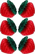Zerodeko 6pcs Strawberry Honeycomb Balls Tissue Paper Decorations for Showers Birthday Parties Indoor Outdoor Fruit Theme Ornaments Eye Catching Easy to Hang