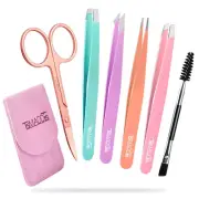 TsMADDTs Eyebrow Tweezer Set, 6 Pcs Tweezers Set for Women, Precision Tweezer f