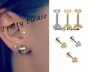 16G HEART ROSE GOLD STEEL INTERNALLY THREADED LABRET TRAGUS DAITH STUD
