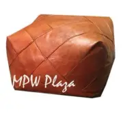 MPW Plaza, ZigZag Pouf, Brown (Un-Stuffed) Moroccan Leather Ottoman