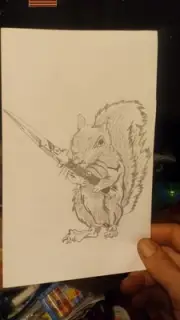 Gangster Squirrel Switchblade Drawing