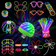 MOSSDNAR Glow Sticks, 229pcs Glow Sticks Bulk Party Pack with USB Mini DiscoLigh