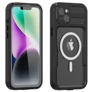 SHELLBOX Phone Case for iPhone 14 Plus IP68 Waterproof PC+TPU Clear Cover Compatible with MagSafe