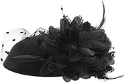 [Ipetboom] Elegant Dot Mesh Fascinator Hat with Pearl Flower Hair Clip for Women Head for Tea Party Cocktail Wedding Halloween and Special Occasions