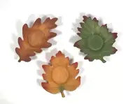 PartyLite Tea Light Candle Holder Set/3 Autumn Whispering Leaves