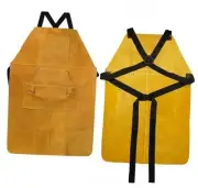 Cowhide Leather Welding Apron for Men, Heat & Flame Resistant Bib Yellow-2