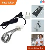 300W Immersion Water Heater for Tea & Coffee - Stainless Steel Travel Accessory