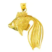 14K Gold Veiltail Goldfish Pendant
