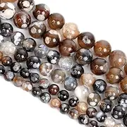 [Hamthuit] Coffee Agates Natural Stone Beads Smooth Round Loose Spacer Beads for Jewelry Making Bracelet Accessories