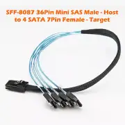 Internal Mini SAS SFF-8087 36Pin Male W/ Latch to 4x SATA 7Pin Female Data Cable