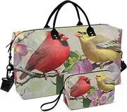 [ZRYSMY] Birds Red Yellow Branch Duffel Bag for Traveling, Travel Bag Gym Bag, with Multiple Interior Pockets Shoulder Weekender Bag for Women Men with Toiletry Bag 20.5L x 1.9W x 13.8H, Multi-Colored