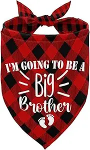 Dog Bandana, I Am Going to Be A Big Brother Dog Bandana, Dog Scarf Plaid Printing, Dog Scarf Accessories, Dog Bandana Pet Scarf, Pet Plaid Scarf Gender Reveal Accessories, Dog Bandana Gift (D15)