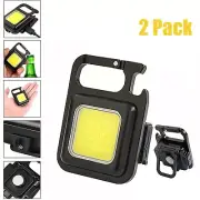 2x 800LM Mini COB LED Flashlight Work Light USB Rechargeable Torch Keychain Lamp