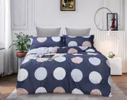 Circles Quilt/Doona/Duvet Cover (Super King Size Bed) M431 Blue White