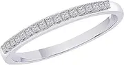 [KATARINA] Princess Cut Diamond Anniversary Wedding Band Stackable Ring in Sterling Silver (1/10 cttw, H-I, I1)