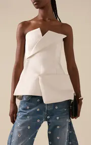 [A.W.A.K.E. MODE] Asymmetric Satin Corset Top