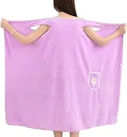 [Generic] Towel Robe for Women After Shower, Shower Absorbent Bath Wrap Body Towel, Quick Dry Coral Fleece Bathrobe with Pocket for Home Spa Travel