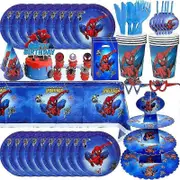Spiderman Theme Birthday Party Decoration Supplies Tableware Cup Plate Napkins Spiderman Balloon Happy Party Deco For Kids Boys Safe and Top Qualit...
