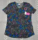 Scrubstar Women's Blissful Flutters V-Neck Scrub Top, S Size, (Floral Pattern)