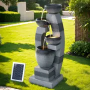 3-Tier Gardeon Solar Fountain Water Feature Outdoor Fountain Indoor Bowl Cascading Grey