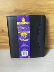 Vintage Day-Timer Black Nappa Leather Loose Leaf Personal Organizer System New