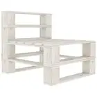 Garden Pallet Middle Sofa Pinewood Indoor Outdoor Patio Garden Seat White