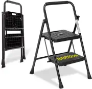 2/3Step Ladder Step Stool Steel Folding Wide Anti-Slip Ladder Lightweight 800Lbs