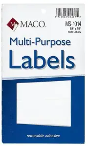 MACO White Rectangular Multi-Purpose Labels, 5/8 x 7/8 Inches, MS1014 6 packs