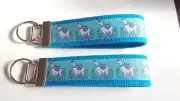 Llamas 6" Key chain Key Fob Wrist Strap Key Ring Gift Animals Zoo Barn Blue