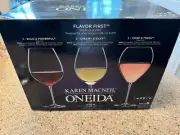 Oneida Karen Macneil Flavor First Clear Crystal Wine Glasses Set of 6 NEW!