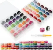 50Colors Sewing Bobbins Thread with Bobbin Box, SizeA Class15 PrewoundBobbin ...